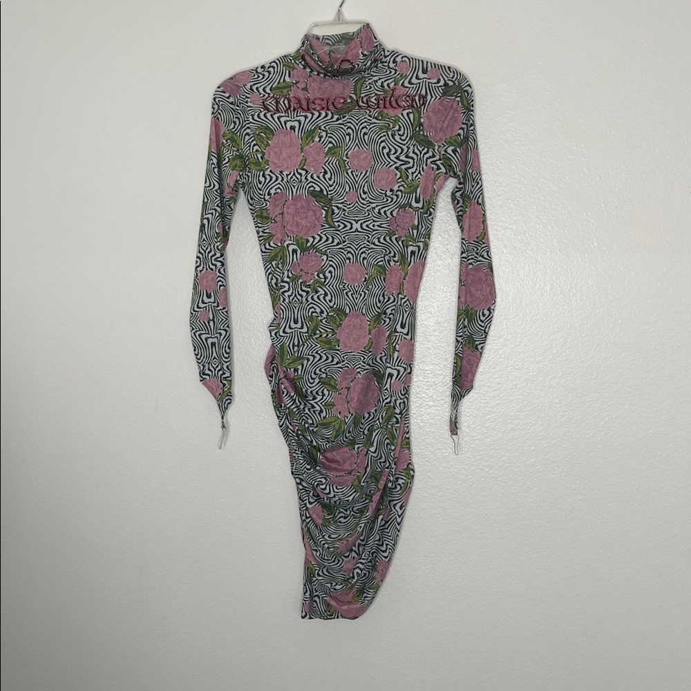 MAISIE WILEN Ruched Orbit City Floral Printed Stretch-jersey Mini Dress Small - Picture 2 of 7